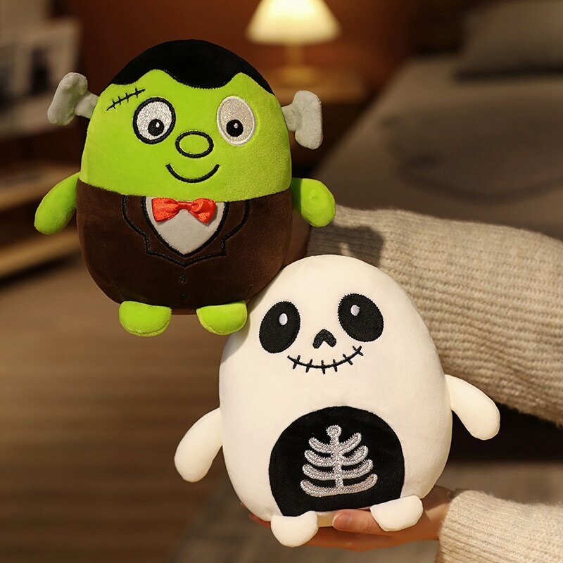 Adorable Halloween Plushies: Kawaii Skeletons, Pumpkin Zombies, Frankenstein, and Vampires!